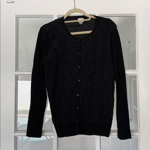 Black long-sleeved cardigan with embellishments